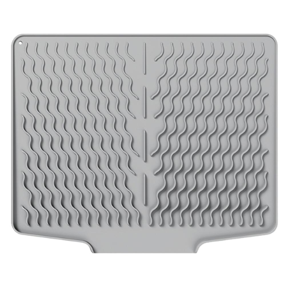 Силиконовый коврик для сушки посуды Термостойкий Силиконовый коврик для столовых приборов с направляющими для стока Коврик для раковины для тарелок Фруктов Овощей Бокалов M