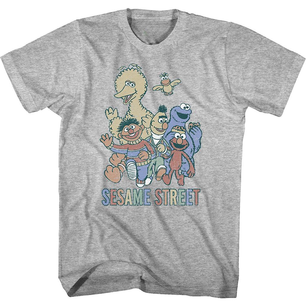 Fit 1969 Sesame Street Classic American Animated Cartoon Retro Unisexs and Unisexs LooseFitting Trendy Pure Cotton Tees