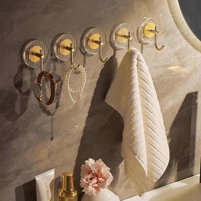 4PCS Luxury Wall Hook Home Decor Strong Adhesive Bathroom Towel Rack No Punching Hanging Coat Hanger Door Back Key Bag Holder