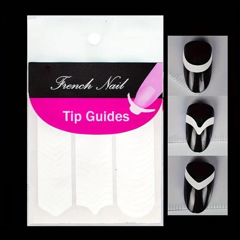 Nail Art French Tip Smile Line Stickers - 48 Stickers/Sheet for Manicure