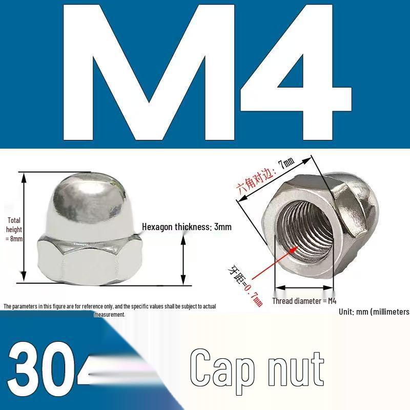 304 Stainless Steel Decorative Cap Nut with Integrated Ball Head DIN1587