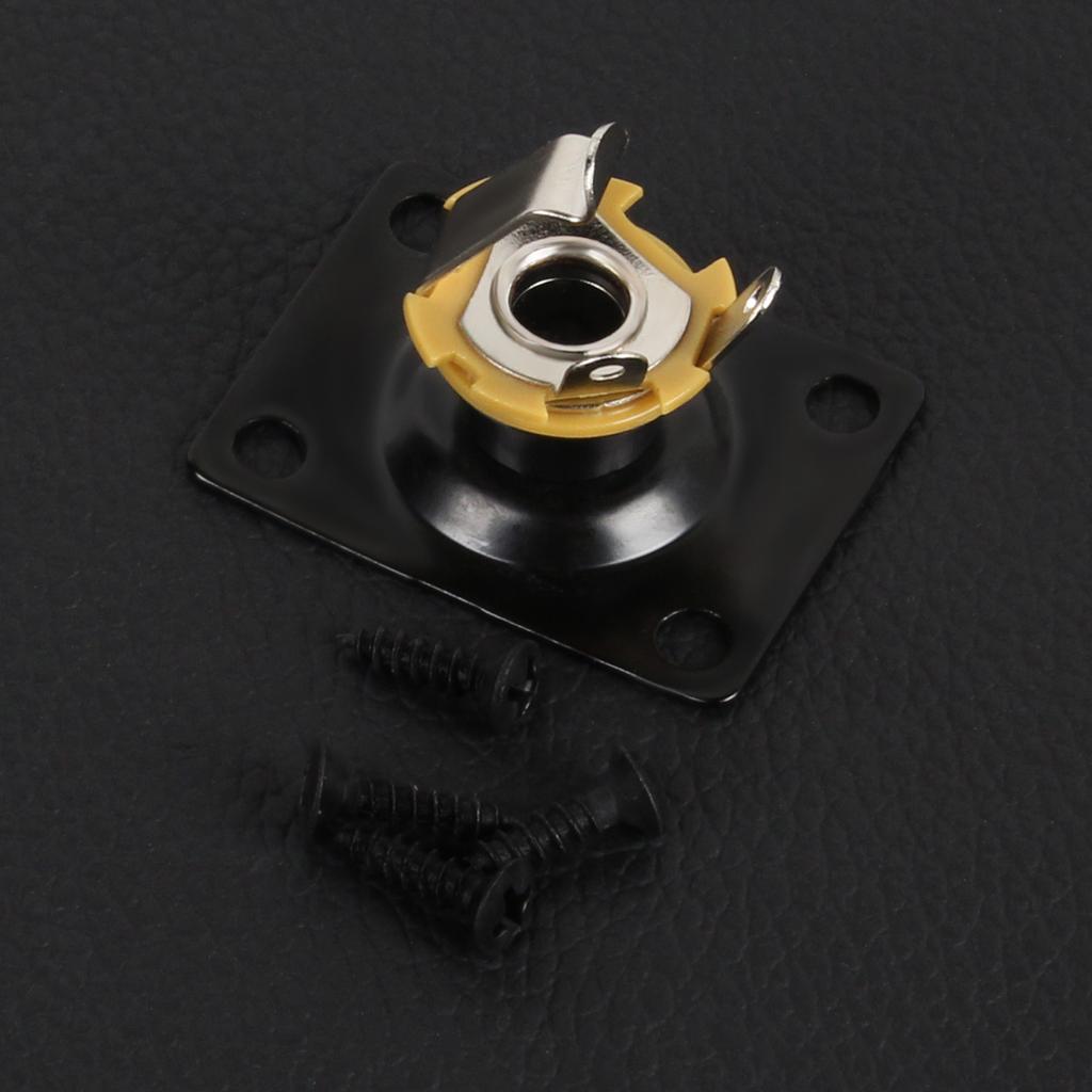 FLEOR 1PCS Guitar Output Jack 6.35mm 1/4 Mono Jack Socket JackPate Square Style for Electric Guitar, Silver/Black Choose