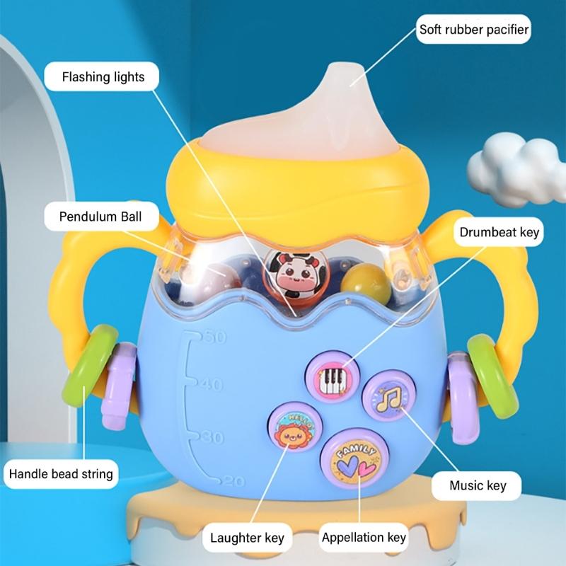 Electric Rattle Hand Bells Baby Music Rattle Teething Bottle Toy Educational Rattle Phone Toy for Infant Birthday Gift