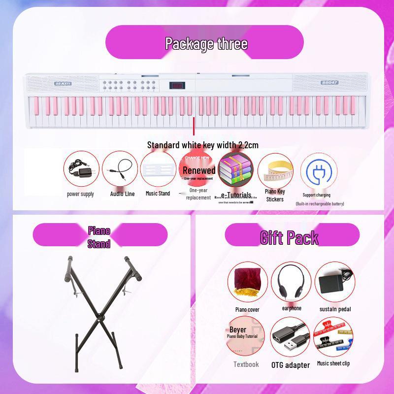 Rechargeable 88-Key Foldable Digital Piano: Bluetooth & MIDI, Perfect for Beginners & Kids
