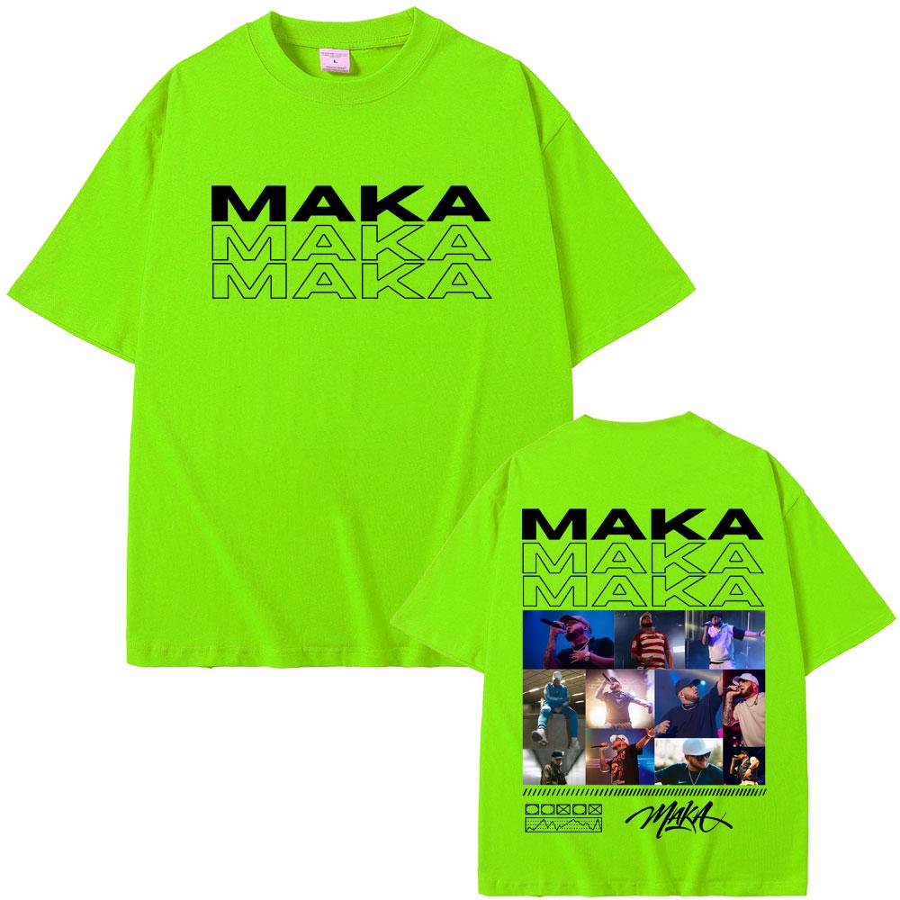 Rapper Maka Double Sided Print T-shirt Aura Tour Men Women Hip Hop Fashion Pop Music T Shirts Male Casual Black Vintage T Shirt