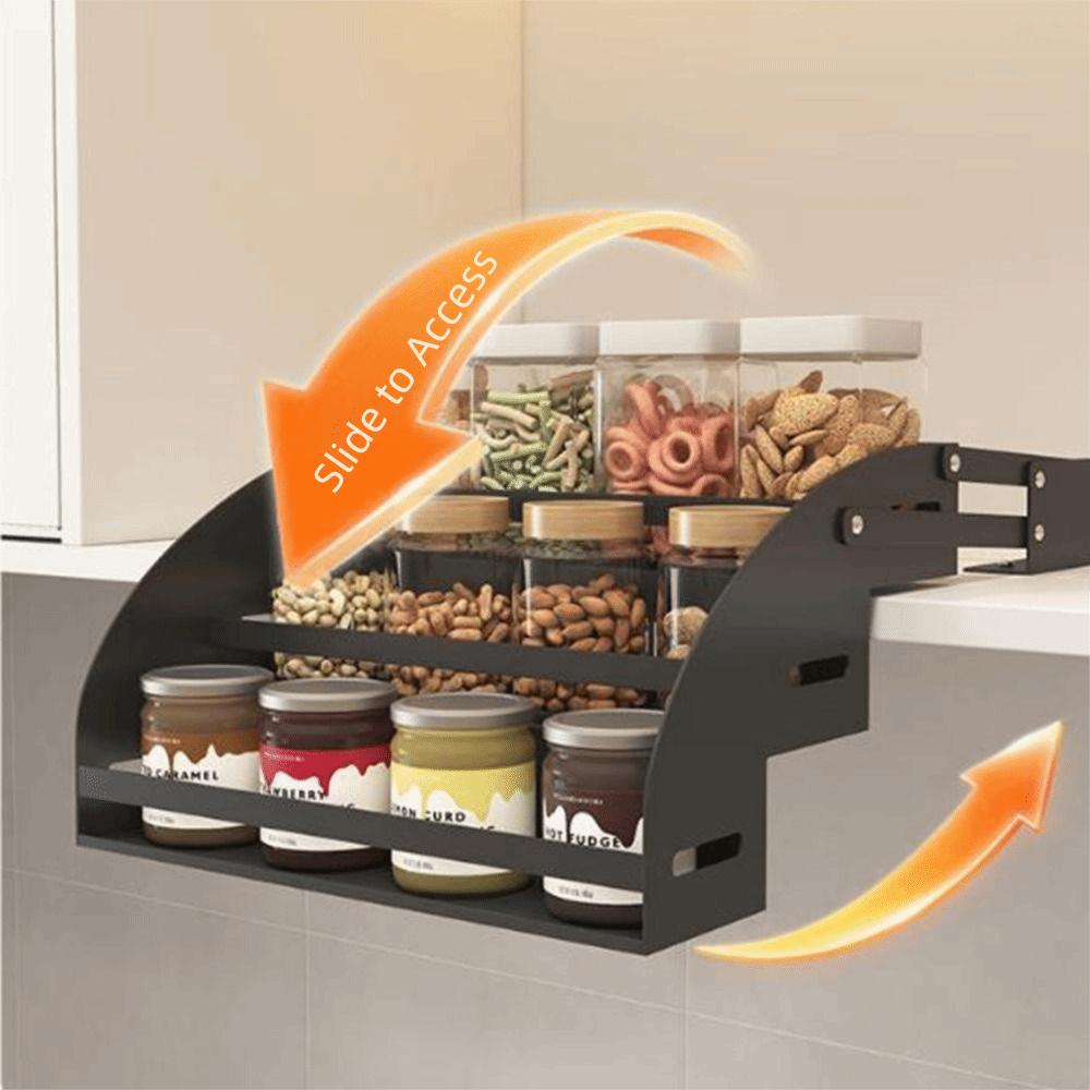 Stainless Steel Pull Down Spice Rack Anti Deformation Seasoning Storage Rack  Kitchen