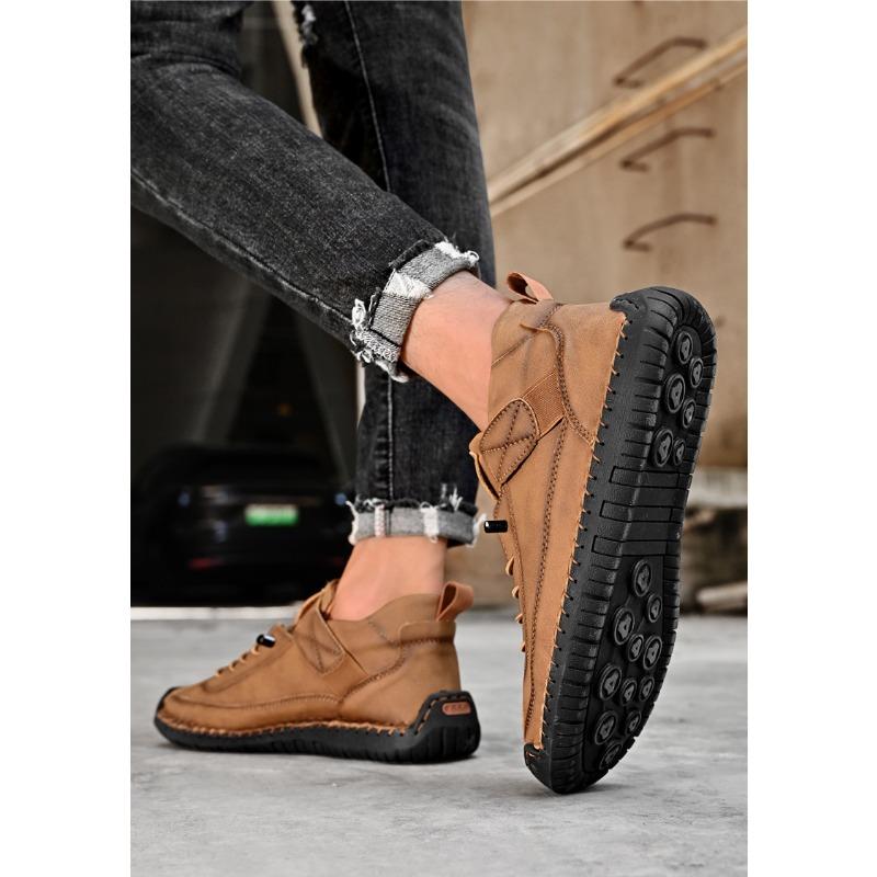 Men's Casual Leather Shoes,Ankle Boots Lightweight Loafers,Mid Top Walking Driving Shoes
