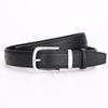 Women's Genuine Cowhide Leather Belt with Square Silver Buckle - Minimalist and Versatile Fashion Accessory