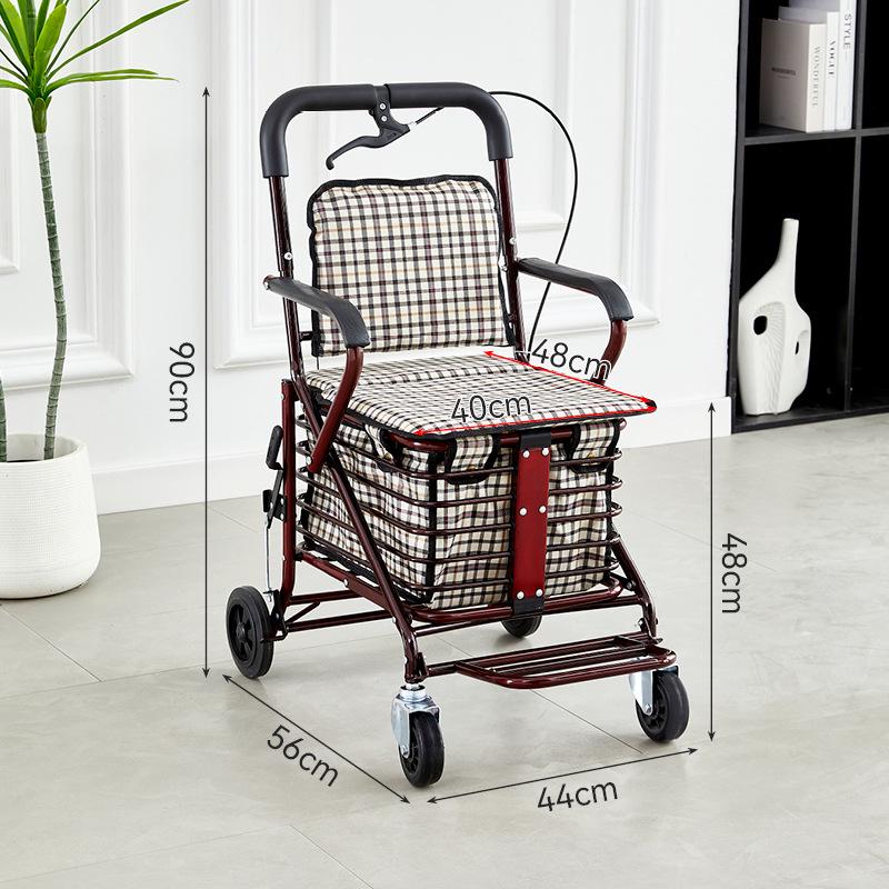 Foldable Mobility Scooter: Pushable & Rideable Elderly Walker with Four Wheels, Portable Shopping Assistant