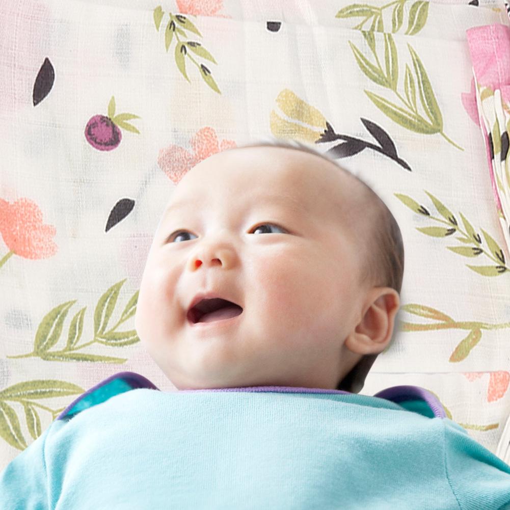 Andningsbar nyfödd inlindningsfilt muslinfilt baby spädbarn mjuk badhandduk omslagskläde 120*120cm(#4)