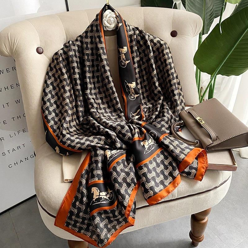Korean Style Fashionable Satin Scarf Women Sunscreen Shawl Beach Wrap