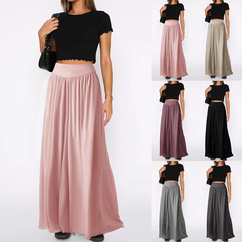 New Style Women's Summer Loose Dance Waist Trousers Drape Casual Solid Color High Waist Wide Leg Pants