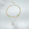 Bohemian Daisy Double Layer Clavicle Necklace and Bracelet Earrings Set