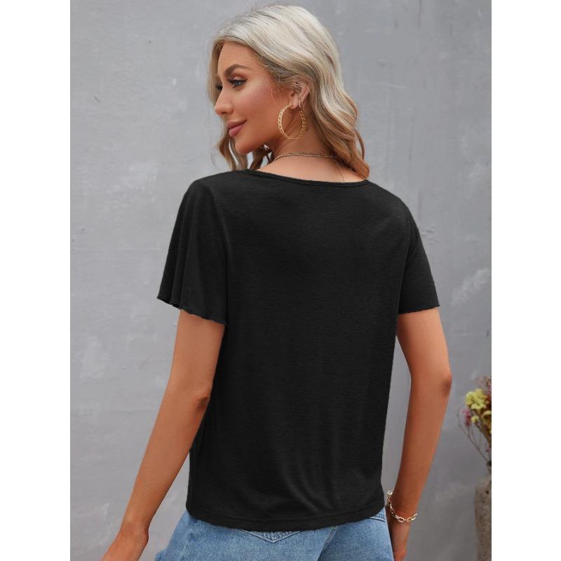 Summer Solid-colored Short-sleeved Tops Simple Style Women's T-shirts