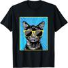 Black Cat Portrait Pop Art Cat with Sunglasses Men Women Kids T-Shirt