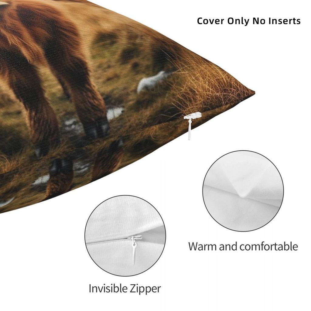 Highland Cow Scottish Cattle Pillowcase Polyester Linen Velvet Pattern Decorative Throw Pillow Case Sofa Seater Cushion Cover