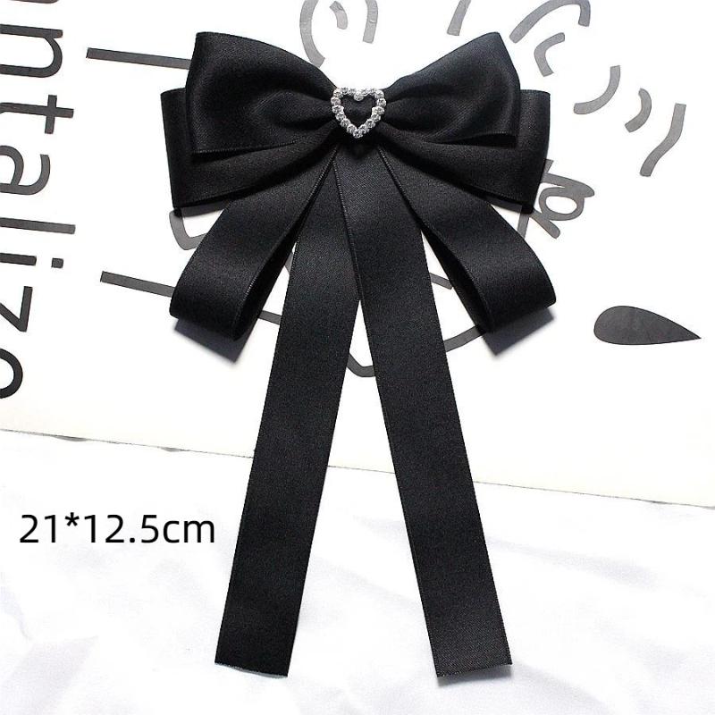 Black Bow Tie Rhinestone Bowknot Brooches For Women Shirt Collar Corsage Jewelry Clothing & Accessories