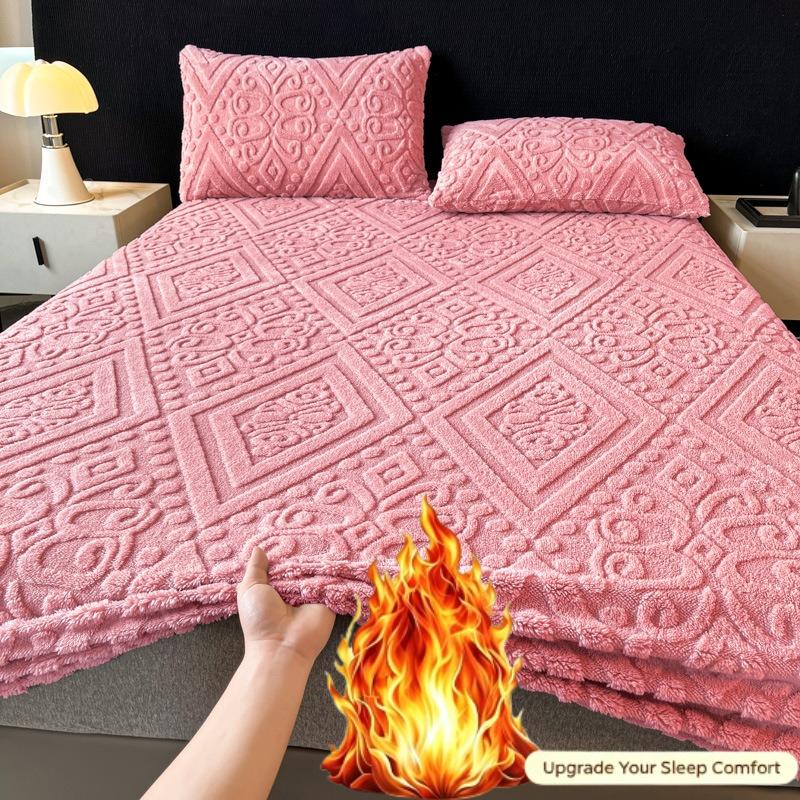 Autumn and Winter New Tafu Velvet Bed Sheet Winter Thickened Bed Sheet Three Piece Set Milk Velvet Mattress Protective Cover