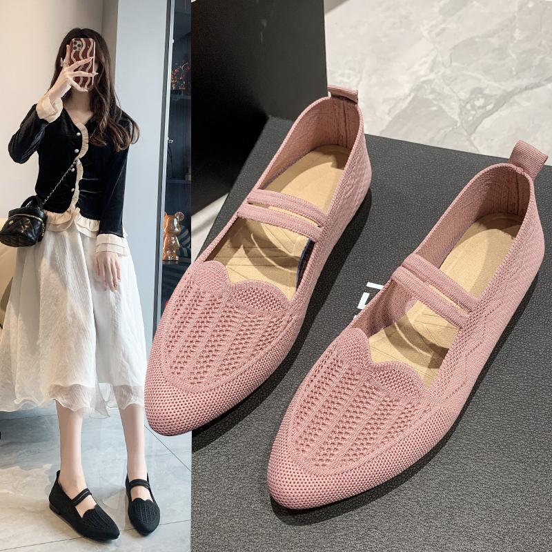 Fashion 2025 Solid Color Mesh Mary Jane Shoes Size Female Summer Footwear Non-slip Breathable Loafers Woman Ballet Shoes
