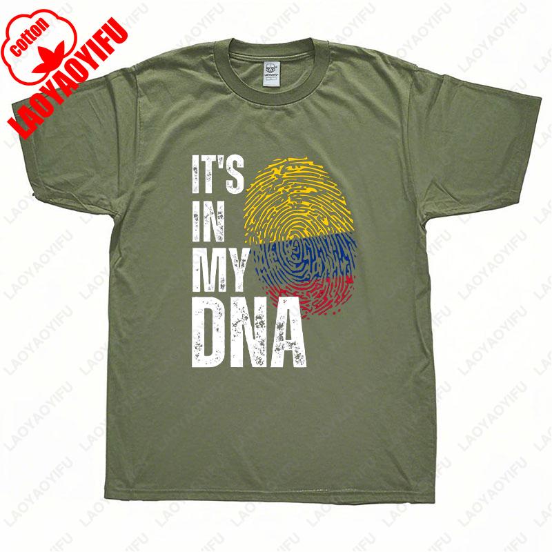 Colombia Its In My DNA Flag Fingerprint Roots Man Printed Tshirt Colombiano South America Country National Cotton T Shirts