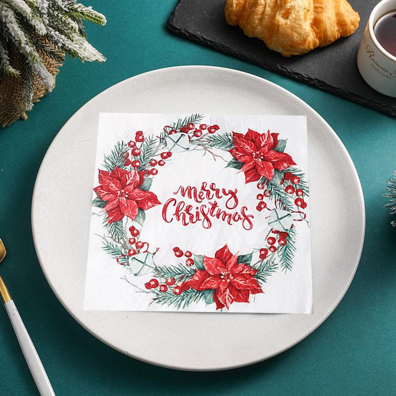 Christmas Printed Napkins Christmas Theme Printing Paper Towel Square Christmas Design Tissue Paper For Christmas Theme Parties