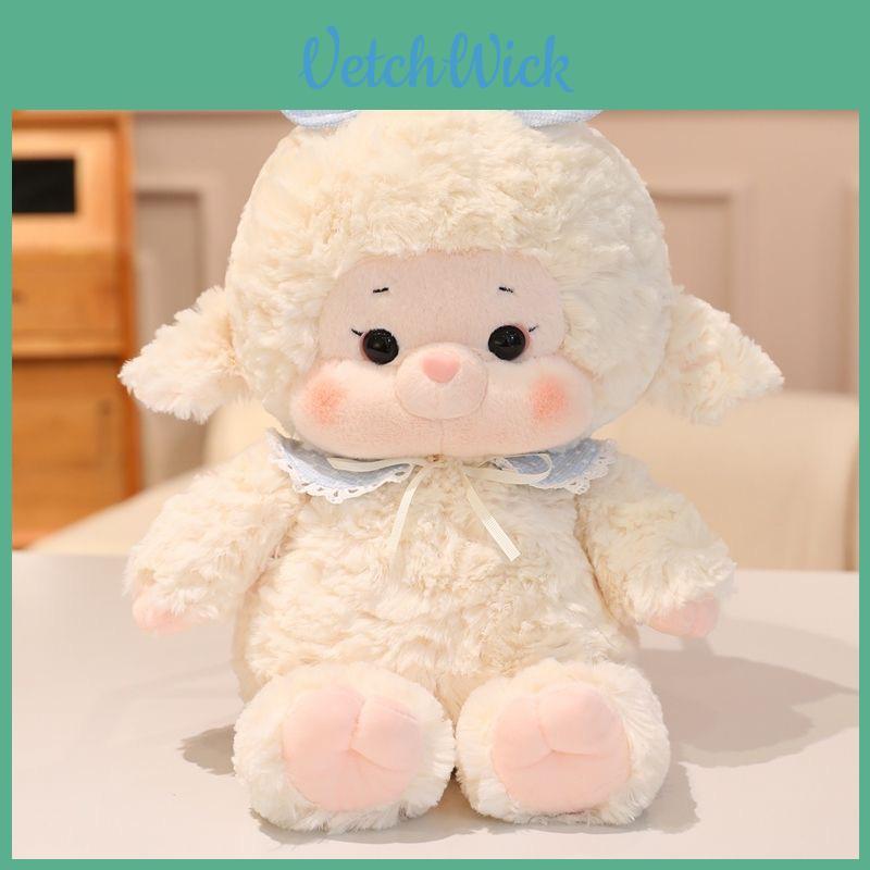 Plush Sheep Rabbit Toy With Polka Dot Bow And Scarf Decoration For Kids Kids Gift And Home Decor