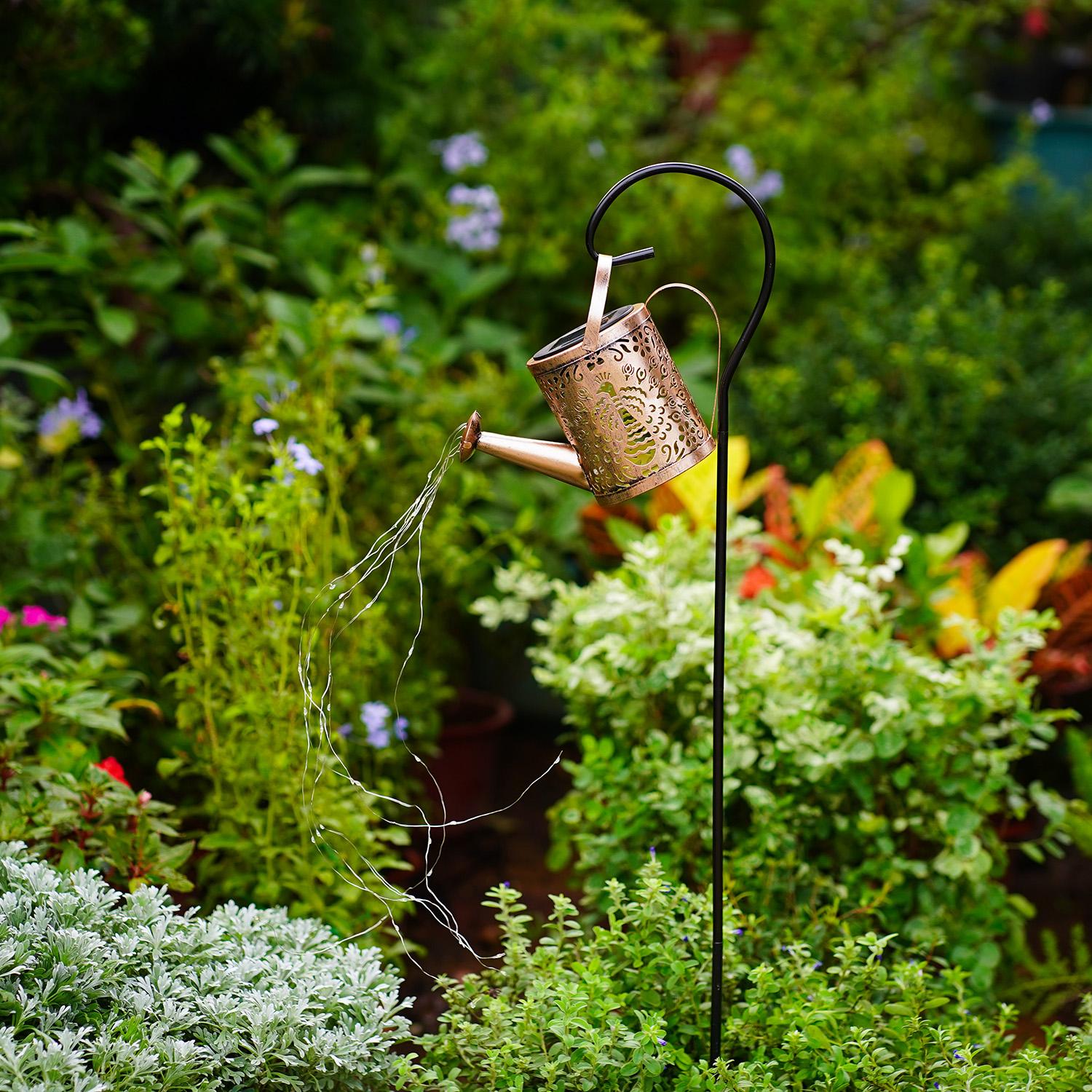 

1pcs Solar Waterfall Kettle Light, Hollow Peacock Kettle Design, Outdoor Garden Decor Light, Iron Light for Yard, Party Gift 0-5W