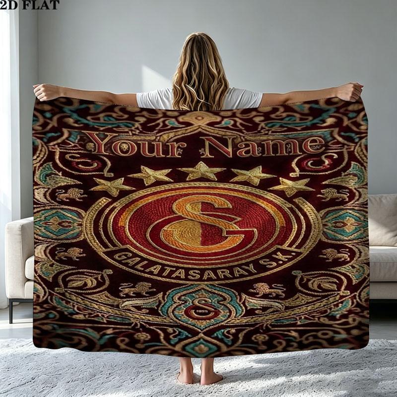 1PC Galatasaray S Custom Name Patterned Flannel Blanket Suitable For All Seasons for Home Decor Warmth and Comfort Gifts Holiday Present