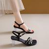 Mode Damen High Heel Sandalen Sommer Casual Damenschuhe Frau Blockabsatz Offene Zehen Schnallenriemen Damen Sandalen Modeschuhe Neu