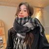 New Maillard Striped Thick Tassel Big Braid Plush Scarf Winter Warm Thickened Lazy Student Scarf