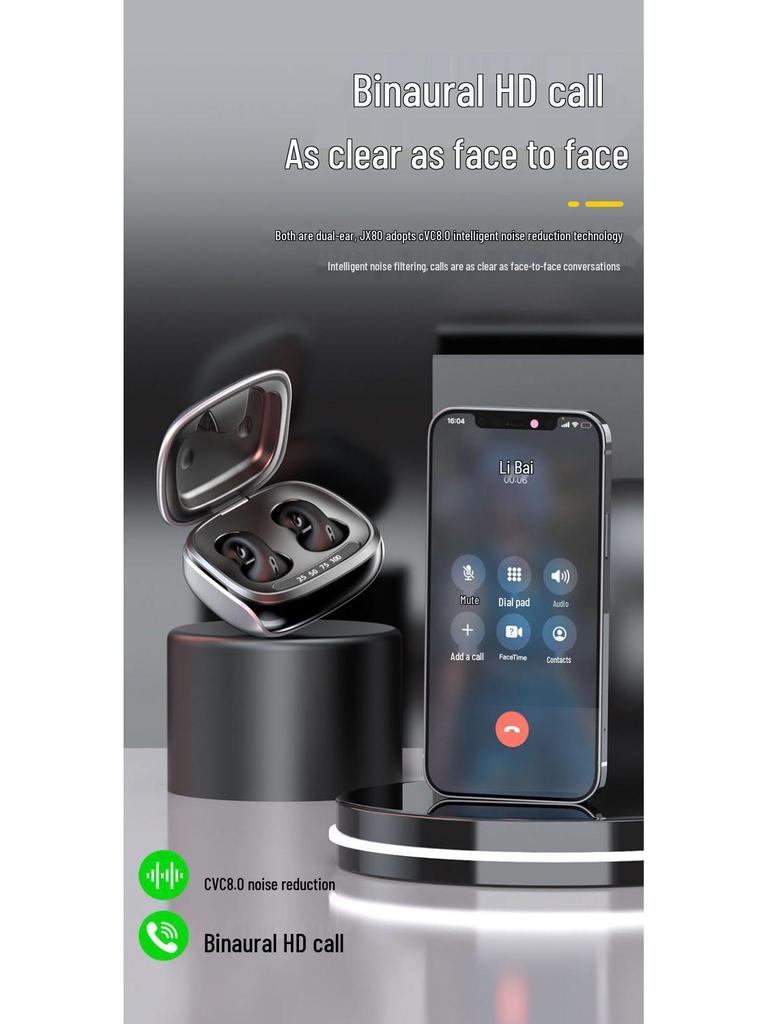 JX80 Cross-Border Bluetooth Air Conduction Binaural In-Ear Sports Headset - Mini, Comfortable, Wireless.