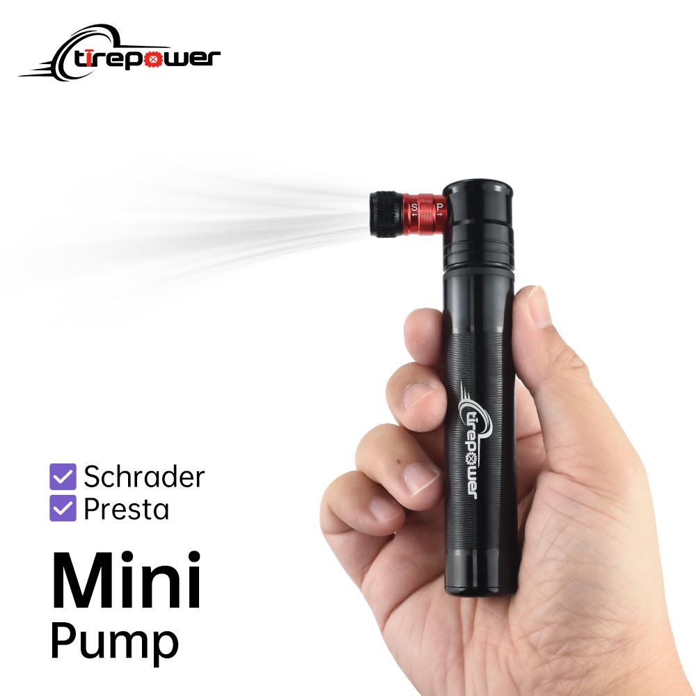 Ctrepower Mini Hand Bike Pump 90PSI Aluminum Alloy Snap-on Nozzle for Presta & Schrader Valves Portable Bicycle Tire Inflator 811SP-AT