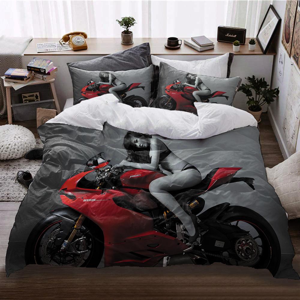 

Motorcycle Locomotive Wind Printing Bedding Three-Piece Digital Printing Quilt Cover Pillowcase 135*200