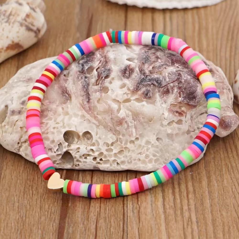 Handmade Ethnic Style Mixed Color Polymer Clay Bracelet - 6mm Elastic Cord
