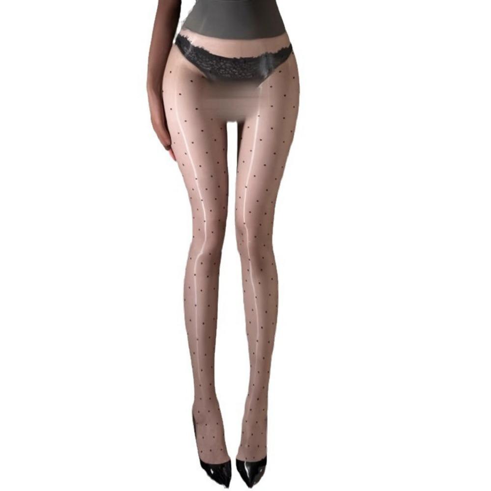 360 Sexy Aurora Stockings, Polka Dot Black Silk Seamless Grease Pantyhose, Women's Dot Black Silk