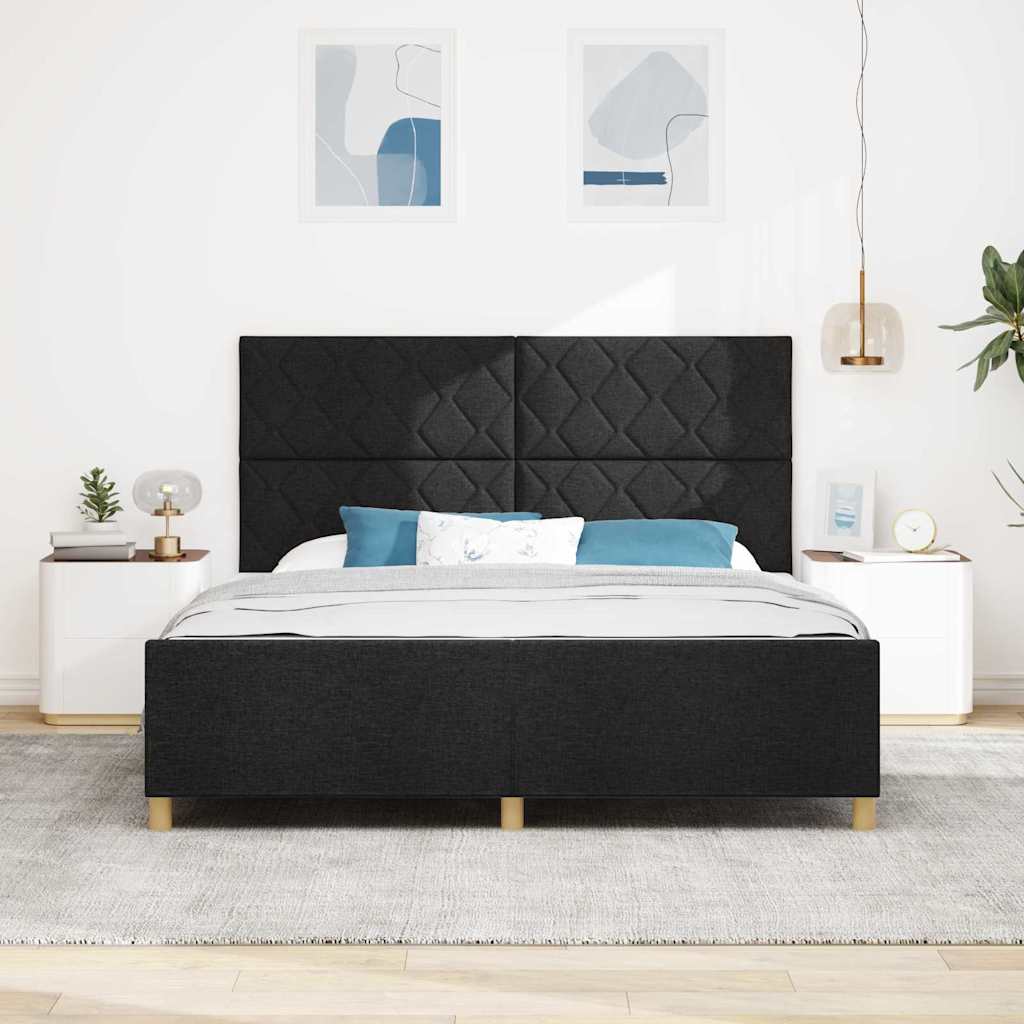 Bed Frame with Headboard Black 180 x 200 cm Fabric