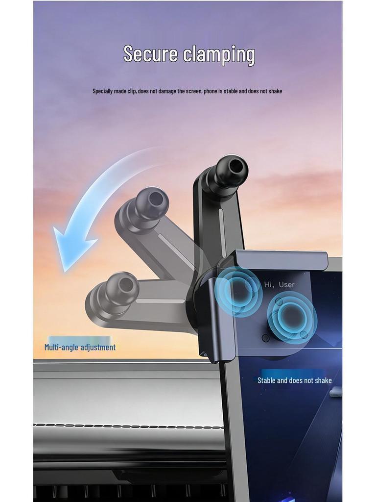 Longqi Car Phone Holder, One-Button Lock, Navigation Mount for New Energy Vehicle Console Screen.