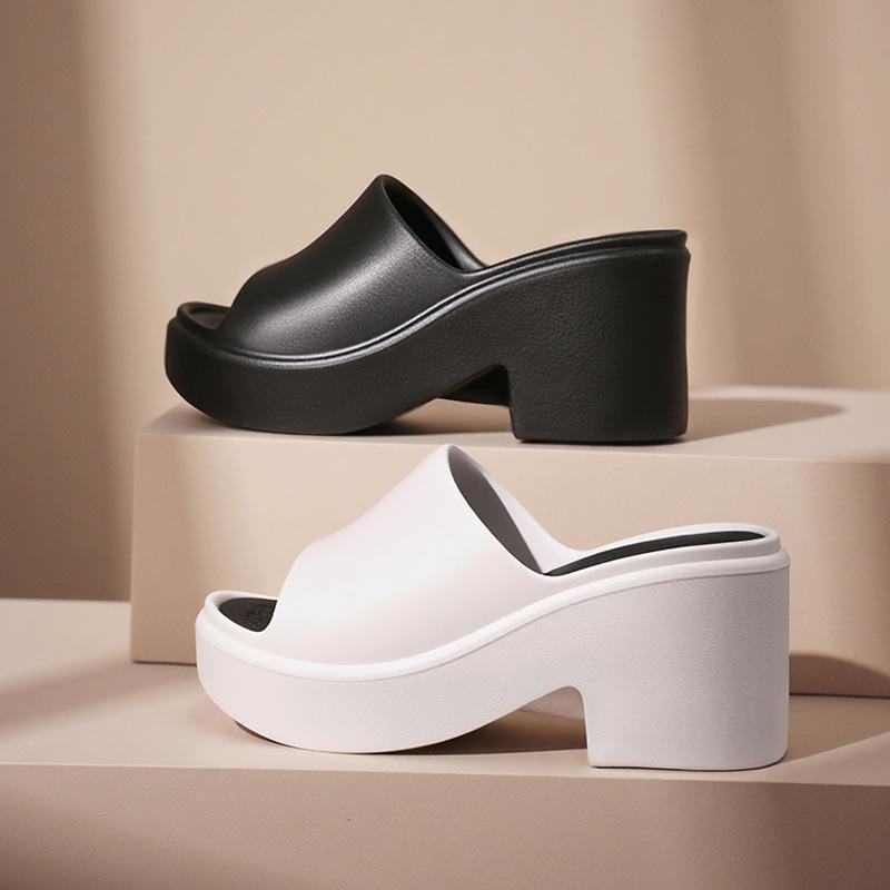 Fashion Fashion Super High Heel Slip On Sandals Women 2025 Summer Eva Chunky Platform Slippers Comfortable Non Slip Outdoor Slides