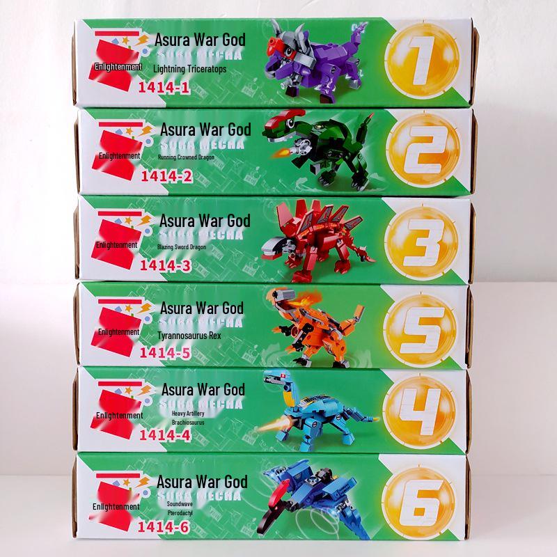 Shura War God 6-in-1 Transforming Dinosaur King Kong Building Blocks Toy for Kids