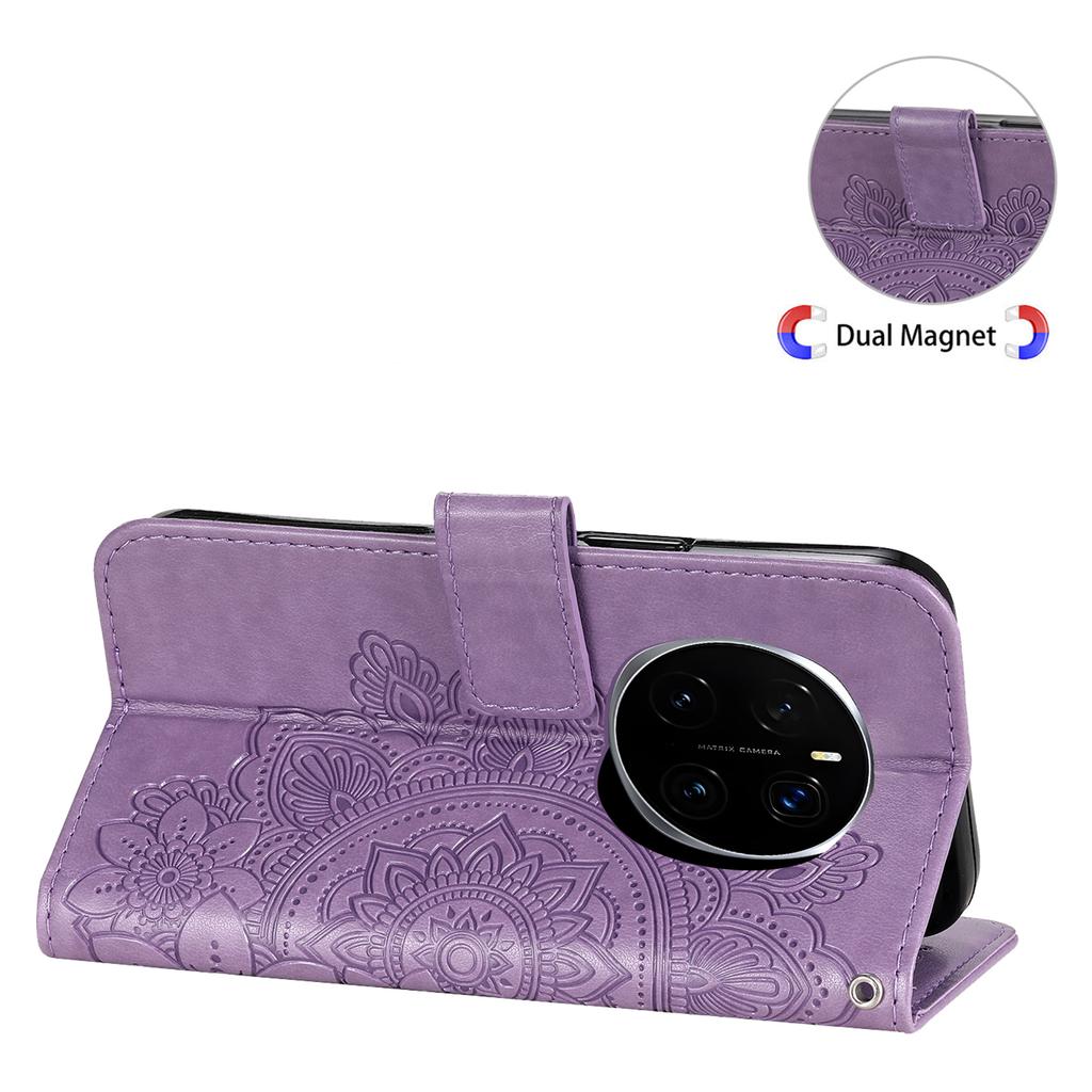 For Honor Magic7 Pro 5G Case Floral Pattern PU Leather Wallet Stand Phone Cover