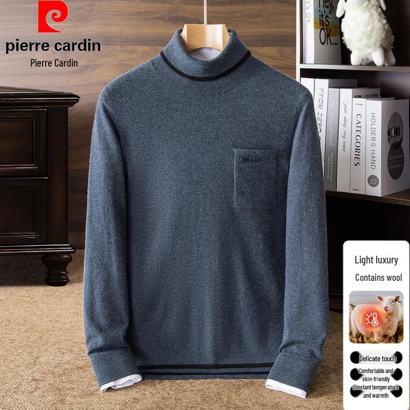 Pierre Cardin Men's Lambswool Blend High-Neck Pullover Sweater