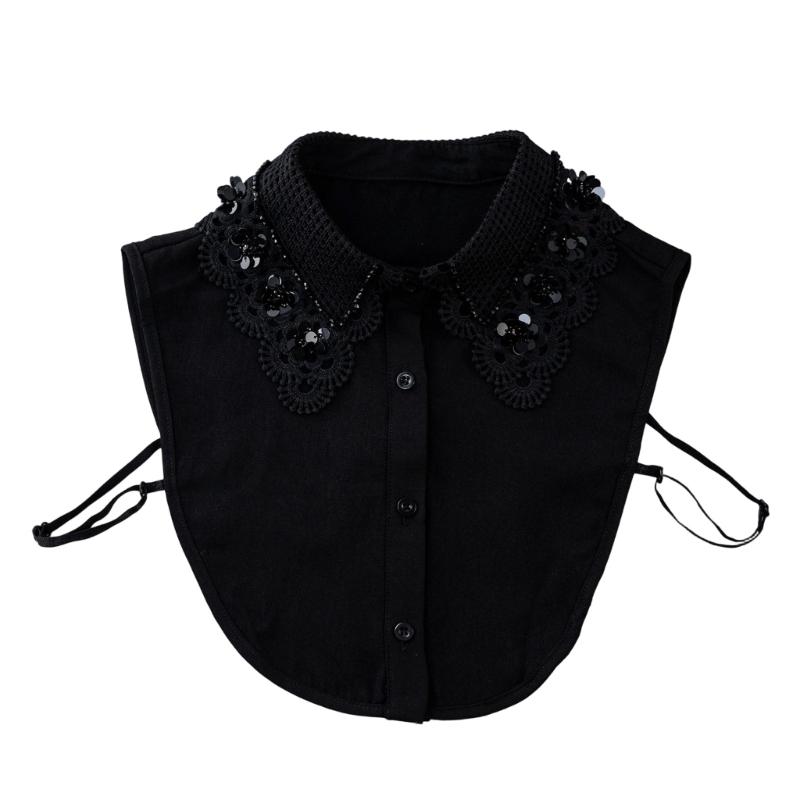 

Luxurious Detachable Collar With Sparkling Sequined And Hollow Out Design For Elegant Fashion Statement Neck Decoration чорний