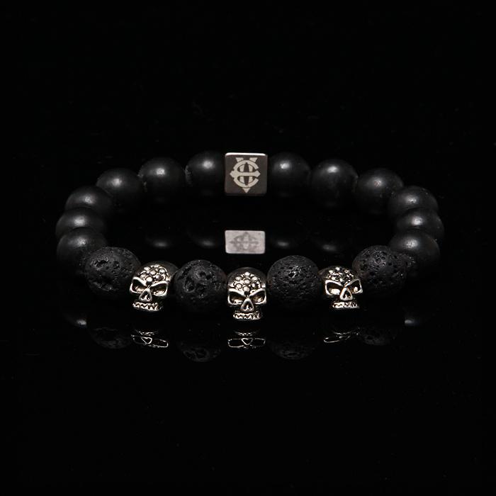 Eightvolume Ev 3Skull Bead Bracelet(Black)