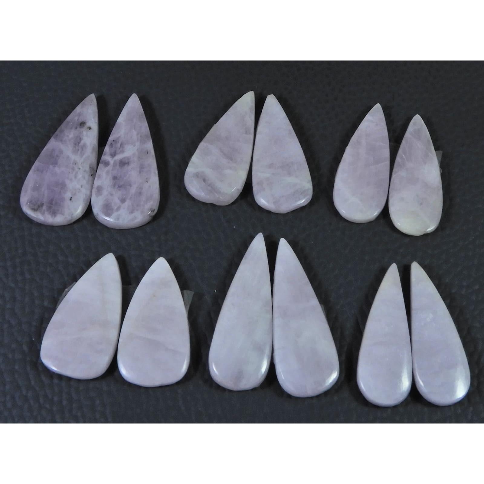 149Cts. Natural Pink Kunzite Matched Pair Pear Cabochon Gemstone 6Pair Lot C-1358