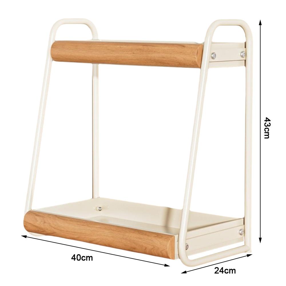Double-Layer Seasoning Stand Solid Wood Kitchen Organizer Condiment Storage  Home Rack