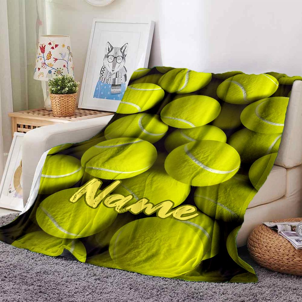 Custom Name Tennis Theme Printed Blanket - Perfect for Couch, Bed, Travel & Outdoor Use | Machine Washable, Cozy & Durable.