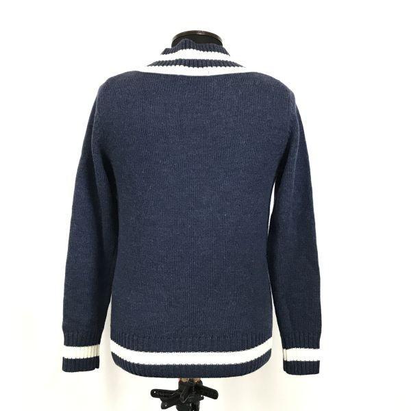 HIGH STREET Wool Long Sleeve Sweater V Neck Men L Navy Tornado Mart(USED)