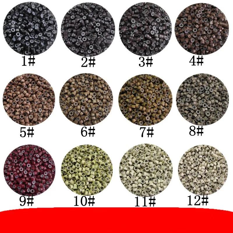 1 Beutel/100 Stück Mikroglieder/Perlen + 1 Stück Zugnadel + 1 Stück Häkelnadel + 1 Stück 3-Loch-Zange für Haarverlängerungen