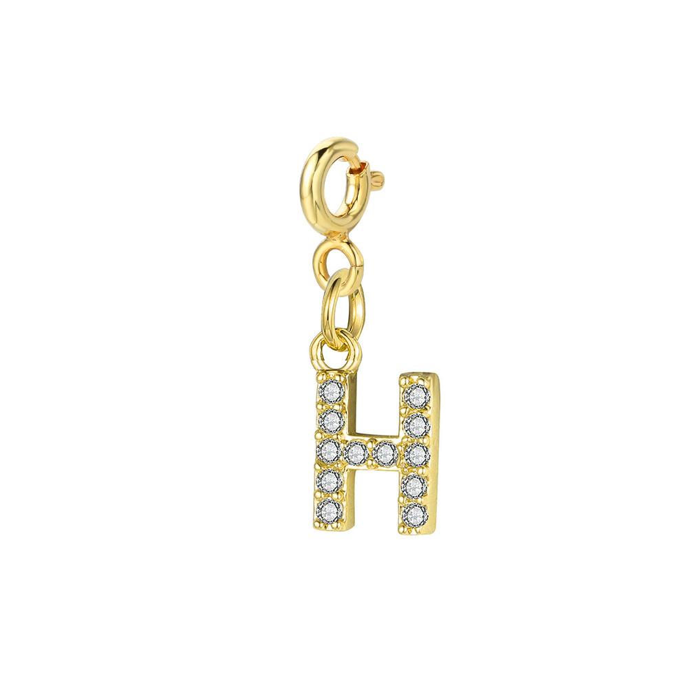Trendy Gold Color Micro-inserts Zircon Alphabet Charm DIY Making Letter Pendant Necklace Bracelet Accessories Fashion Jewelry