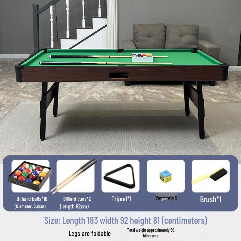 Foldable 2-in-1 Kids Pool & Ping Pong Table - Indoor American Black Eight Style